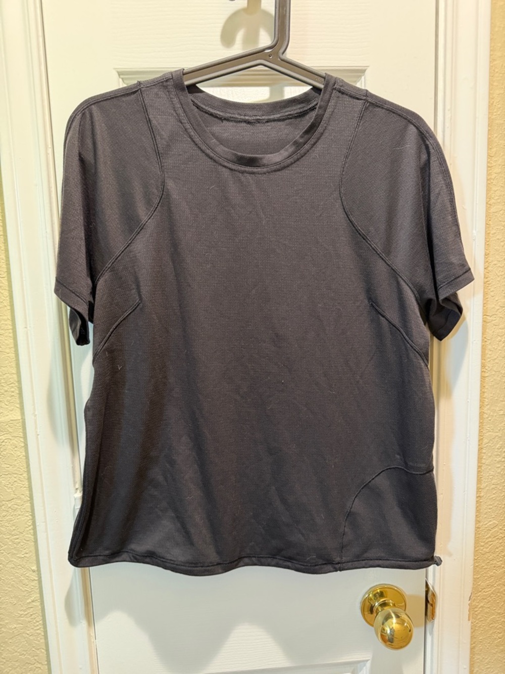 lululemon athletica Black Short Sleeve Crew Tee with Seam Detailing